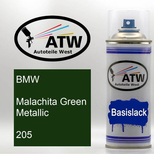 BMW, Malachita Green Metallic, 205: 400ml Sprühdose, von ATW Autoteile West.